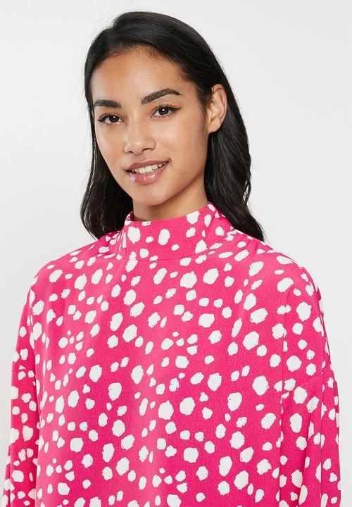 Glamorous - Petite spot leopard tunic - pink & white 