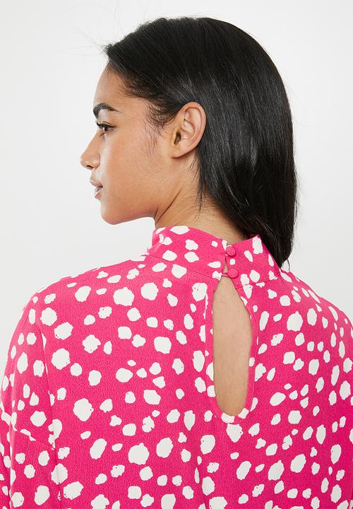 Glamorous - Petite spot leopard tunic - pink & white 