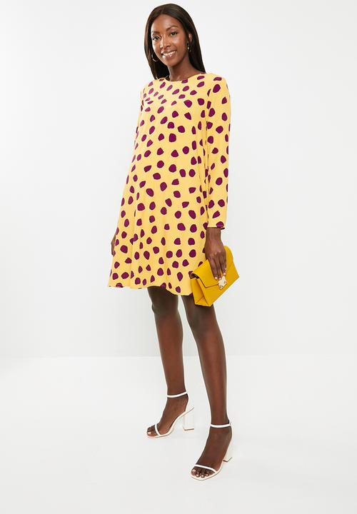 Glamorous - Maternity messy spot tunic - yellow & purple 