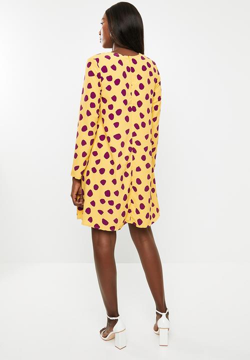 Glamorous - Maternity messy spot tunic - yellow & purple 