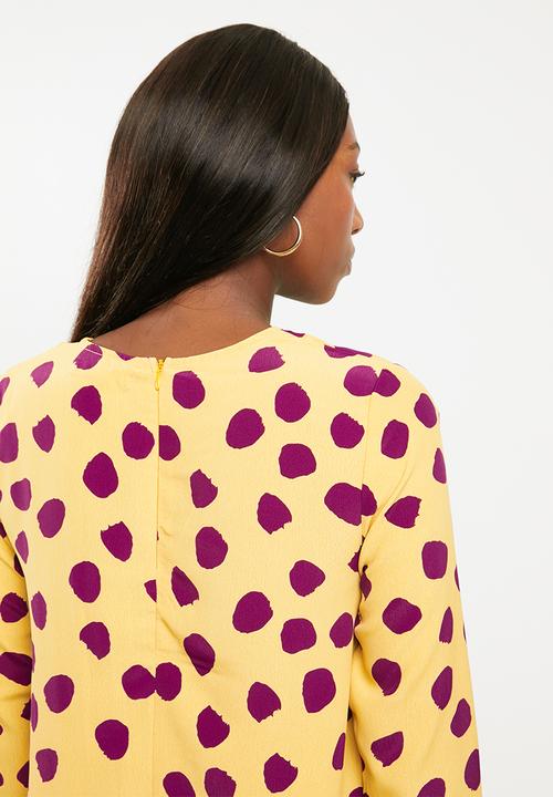 Glamorous - Maternity messy spot tunic - yellow & purple 