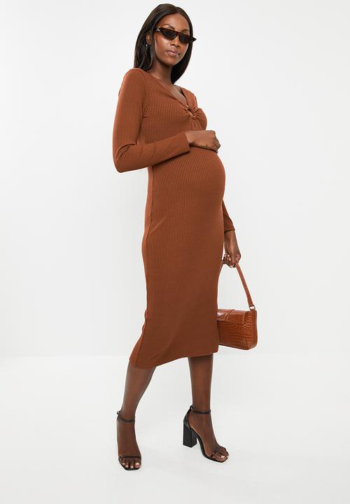 Glamorous - Maternity bodycon rust midi - rust