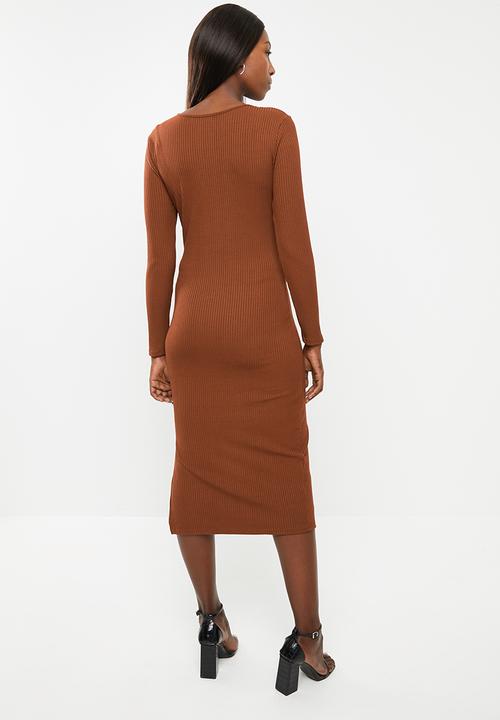 Glamorous - Maternity bodycon rust midi - rust