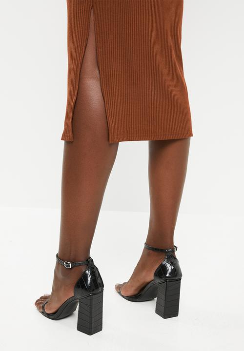 Glamorous - Maternity bodycon rust midi - rust