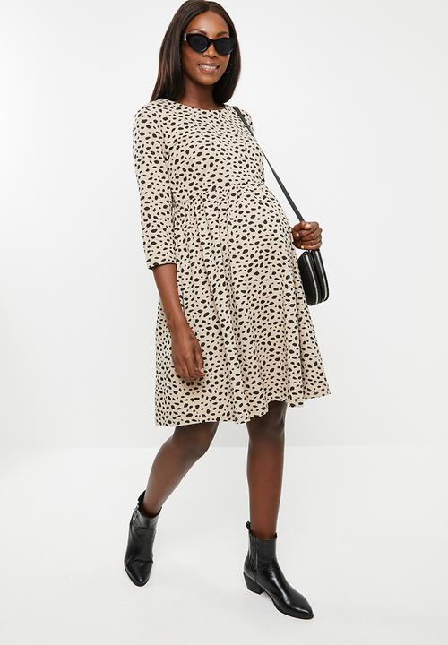 Glamorous - Maternity dalmation dress - beige & black 