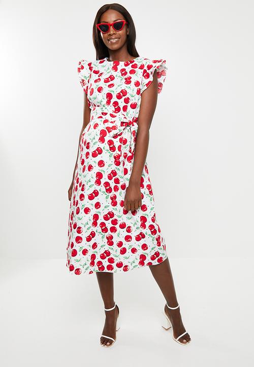 Glamorous - Maternity cherry tie waist dress - multi