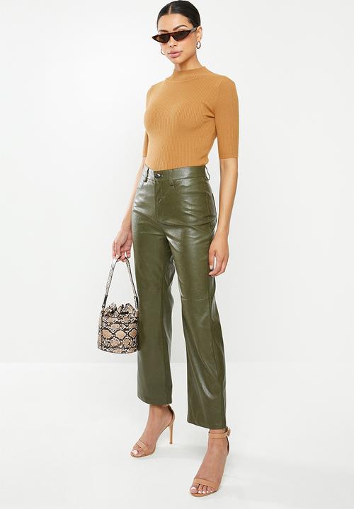 Glamorous - Pu crop trouser - khaki