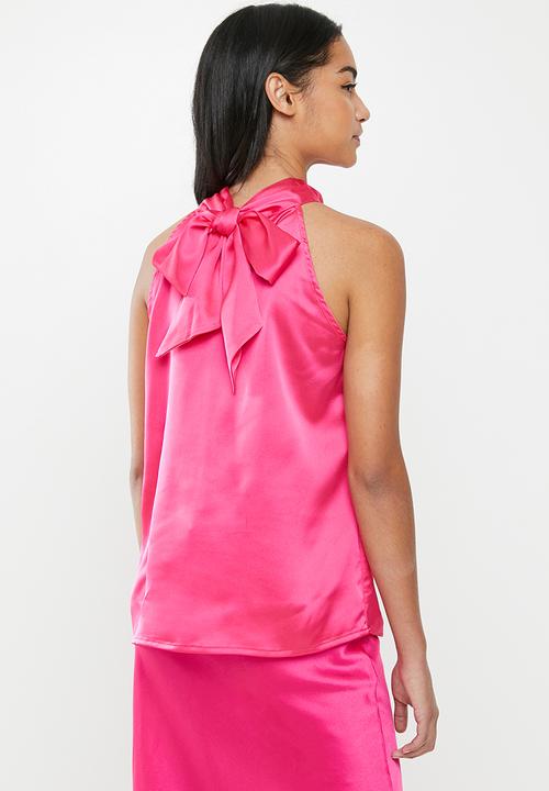 Glamorous - Petite halter sateen top - pink