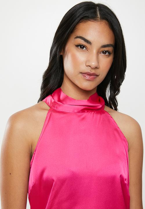 Glamorous - Petite halter sateen top - pink
