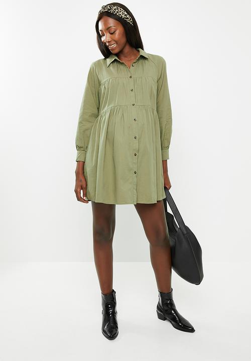 Glamorous - Maternity button through babydoll - khaki