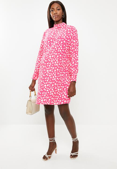 Glamorous - Maternity spot leopard tunic - pink & white 