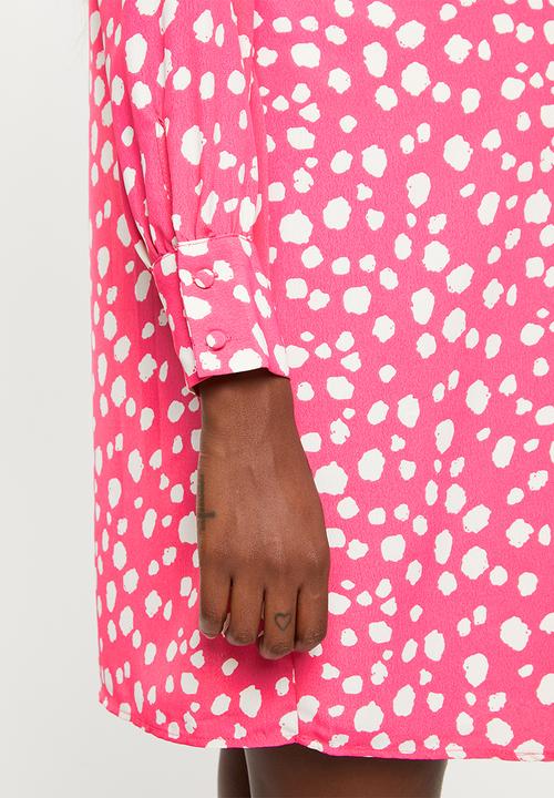 Glamorous - Maternity spot leopard tunic - pink & white 