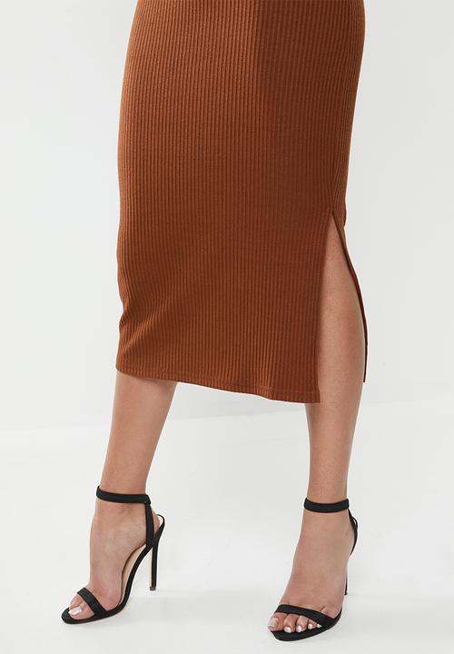 Glamorous - Petite bodycon midi  - brown