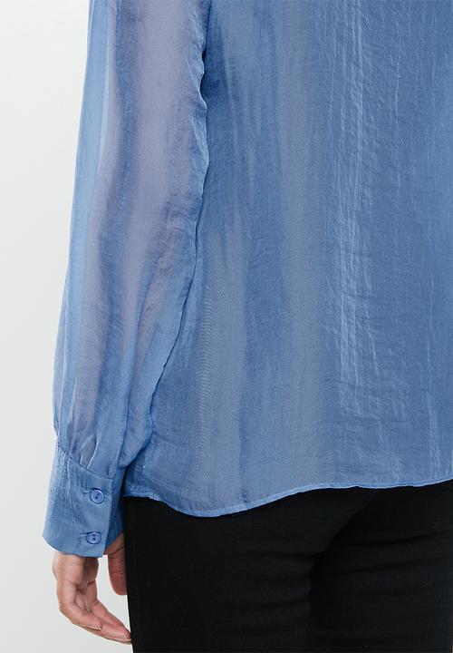 Glamorous - Petite kitty bow blouse - blue