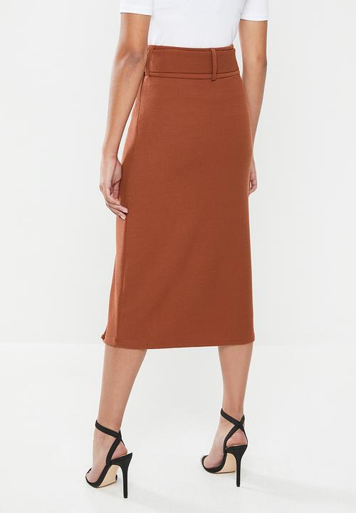 Glamorous - Petite belted pencil skirt - rust