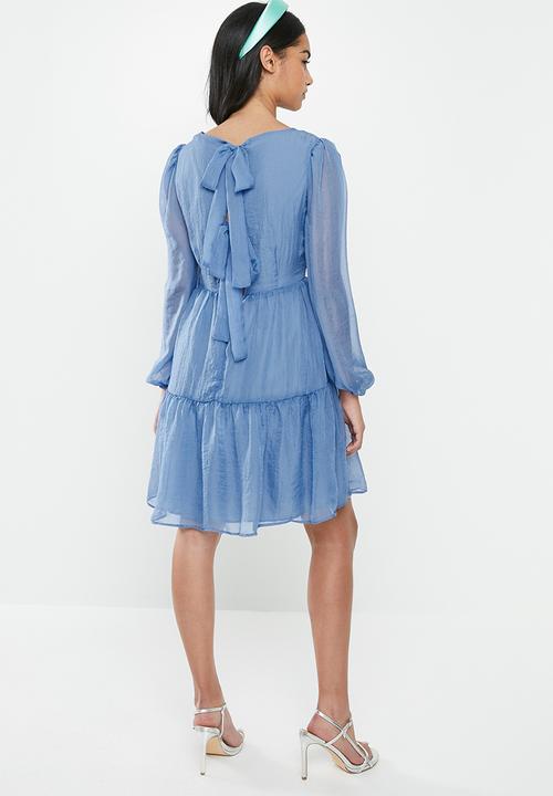 Glamorous - Petite sheer sleeve tiered - blue