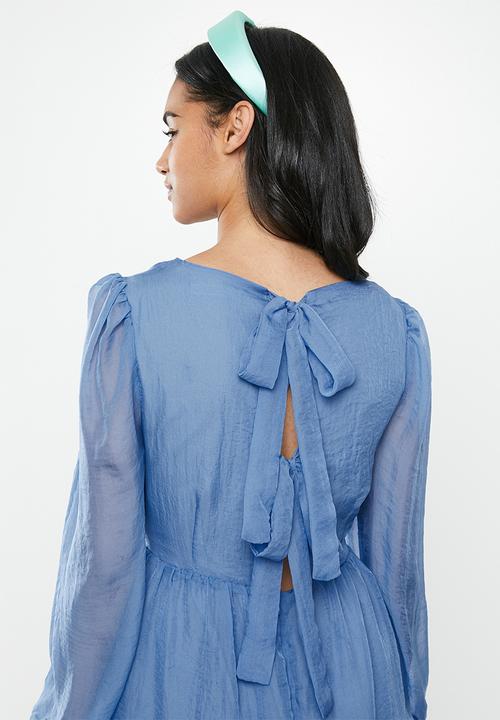 Glamorous - Petite sheer sleeve tiered - blue