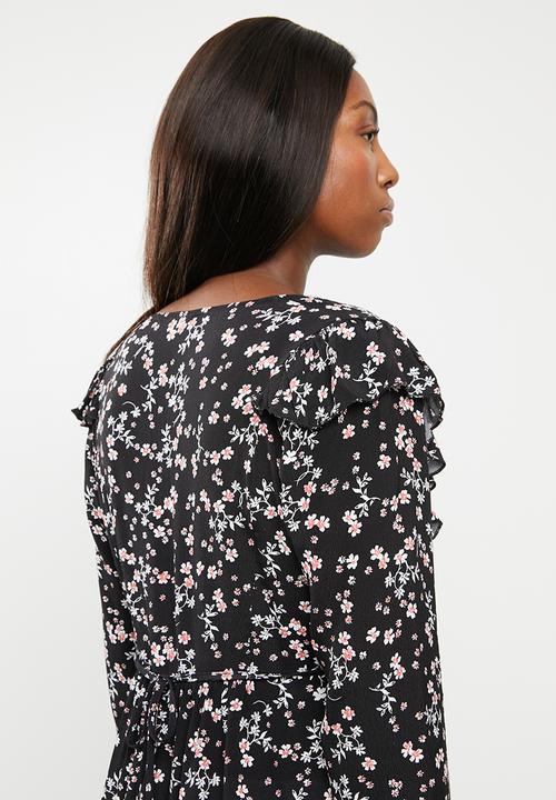 Cotton On - Maternity cross front babydoll dress millie floral - black