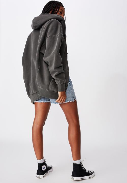 Factorie - Oversized heavy washed fleece jacket - charcoal 