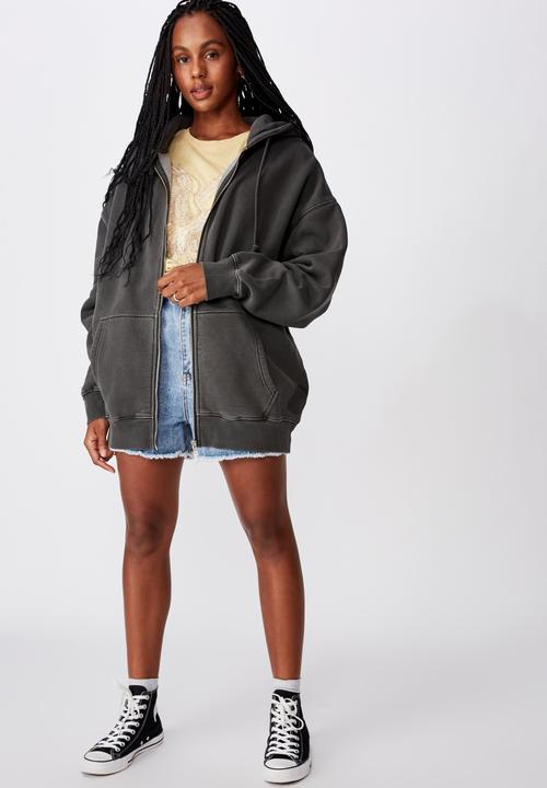 Factorie - Oversized heavy washed fleece jacket - charcoal 