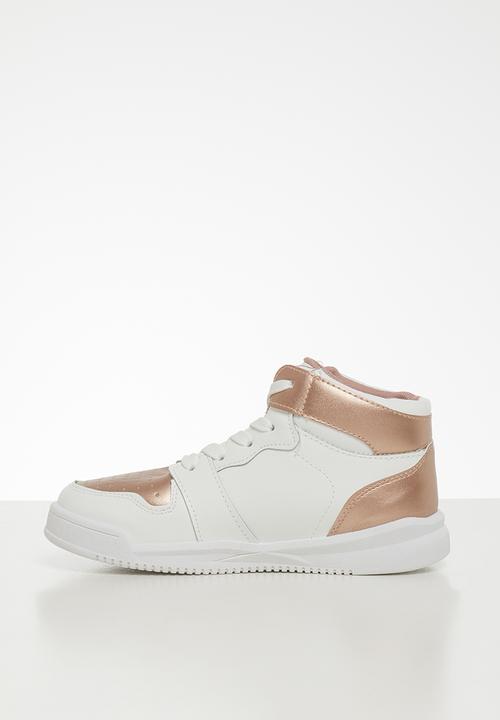 SOVIET - K maverick hi cut lace up- white & rose gold