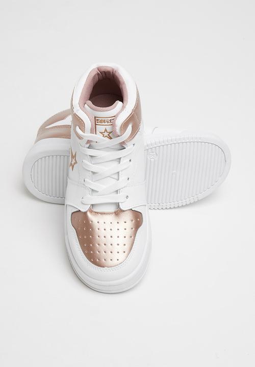 SOVIET - K maverick hi cut lace up- white & rose gold