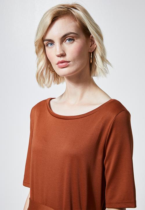 Superbalist - Fit & flare belted dress - rust