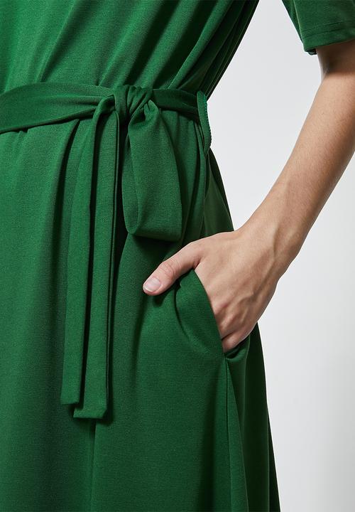Superbalist - Fit & flare belted dress - green