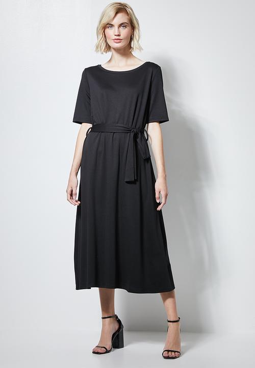Superbalist - Fit & flare belted dress - black