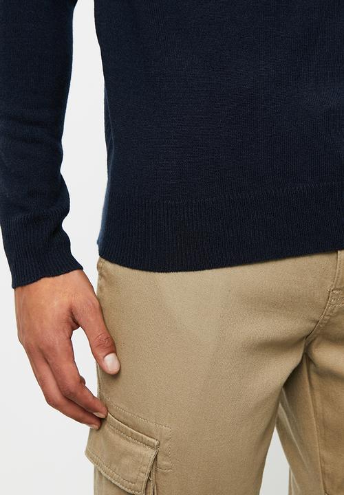 Brave Soul - Hanney crew cb knitwear - navy & blue 