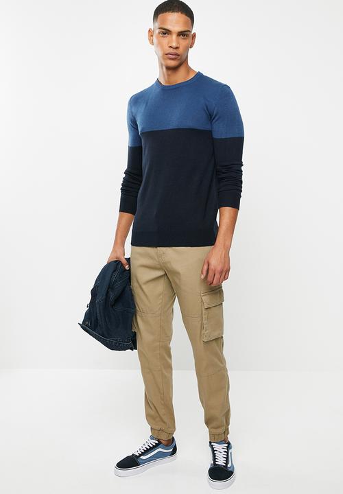 Brave Soul - Hanney crew cb knitwear - navy & blue 