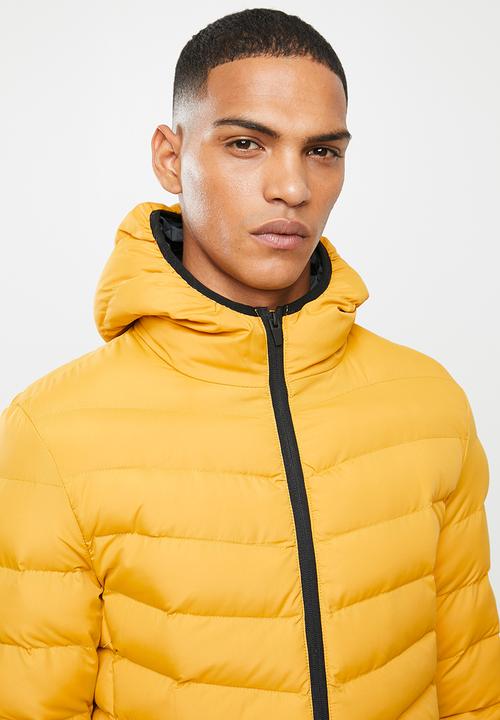 Brave Soul - Grant plain puffer jacket - yellow