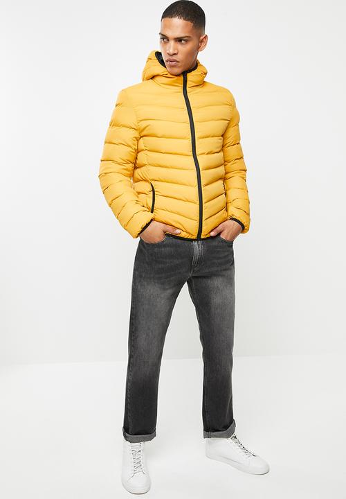 Brave Soul - Grant plain puffer jacket - yellow