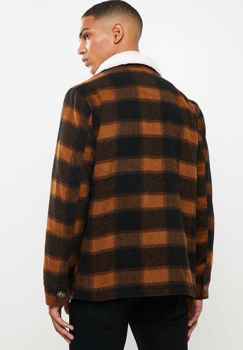 Brave Soul - Augustus checked jacket - black & brown