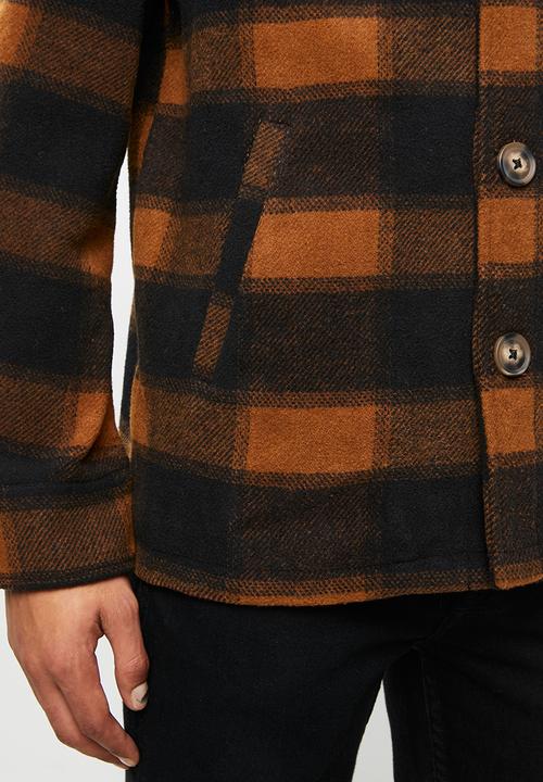 Brave Soul - Augustus checked jacket - black & brown