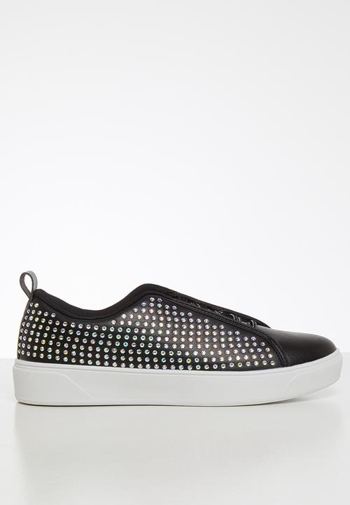 SISSY BOY - Hey doll all over holographic glitter sneaker - black