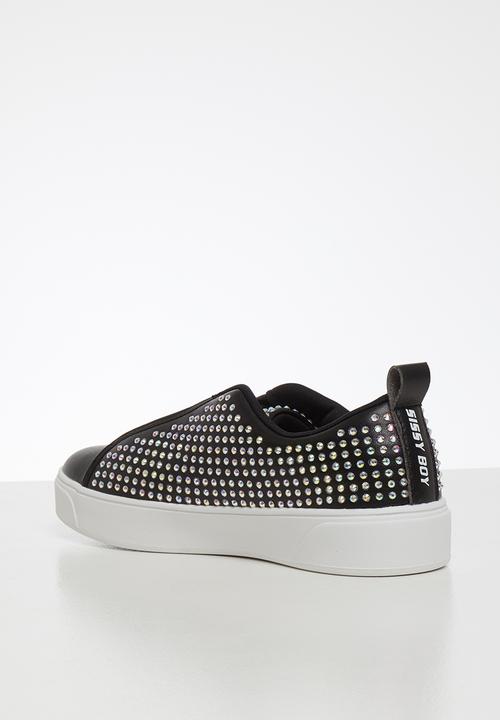 SISSY BOY - Hey doll all over holographic glitter sneaker - black