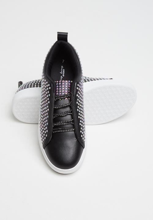 SISSY BOY - Hey doll all over holographic glitter sneaker - black