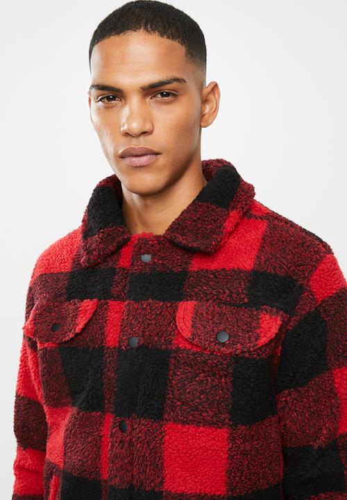 Brave Soul -  Tedcheck western borg jacket  - red & black