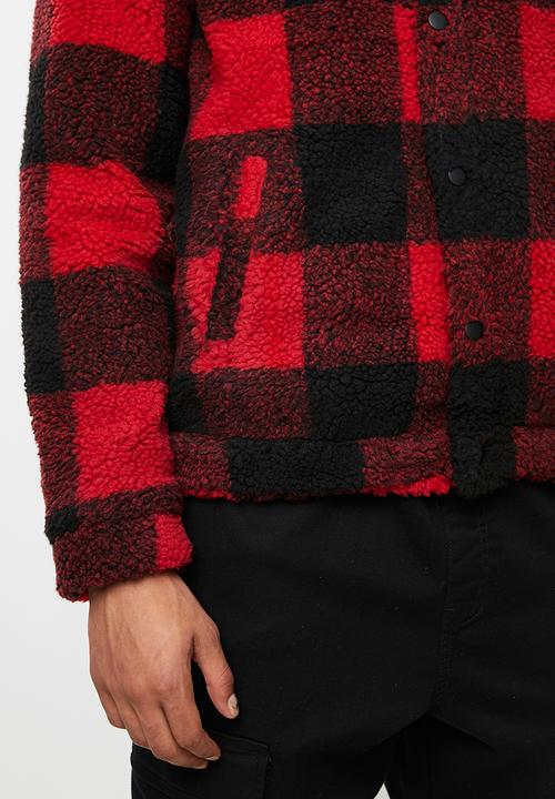 Brave Soul -  Tedcheck western borg jacket  - red & black