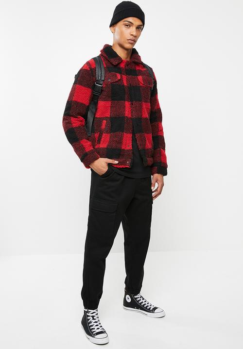 Brave Soul -  Tedcheck western borg jacket  - red & black