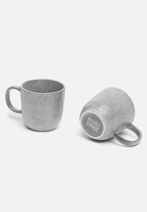 Excellent Houseware - Stoneware mug set of 6 - dark grey