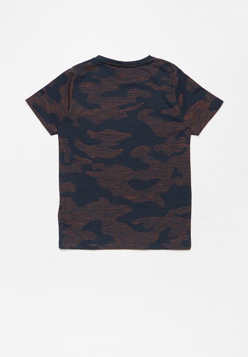 Name It - Niam short sleeve top - navy & orange 