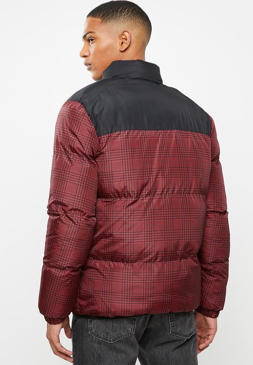 Brave Soul - Cassius printed padded jacket - black & red