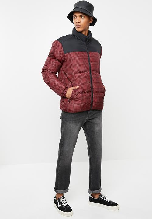 Brave Soul - Cassius printed padded jacket - black & red