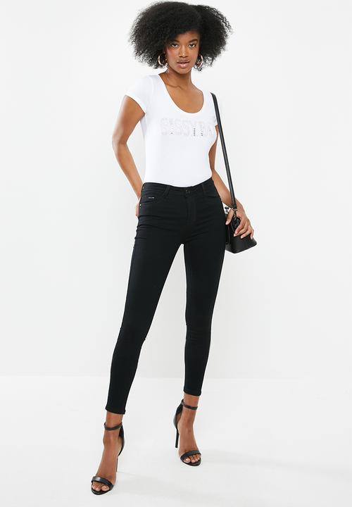 SISSY BOY - Round neck basic with mixed logo transfer - white