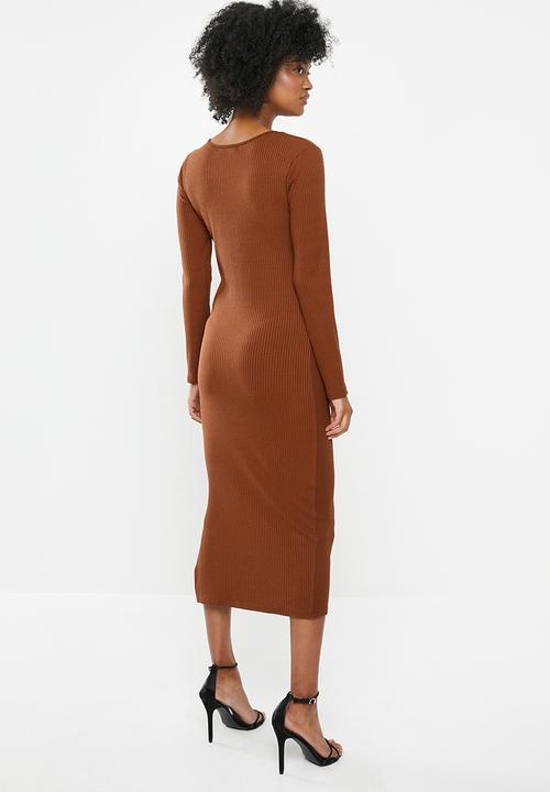 Glamorous - Bodycon rust midi - brown
