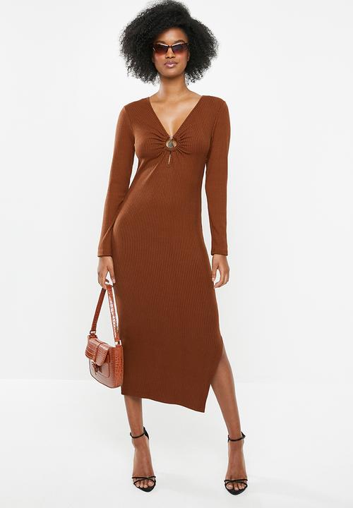 Glamorous - Bodycon rust midi - brown