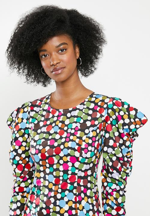 Glamorous - Scatter spot mini with puff sleeve - multi