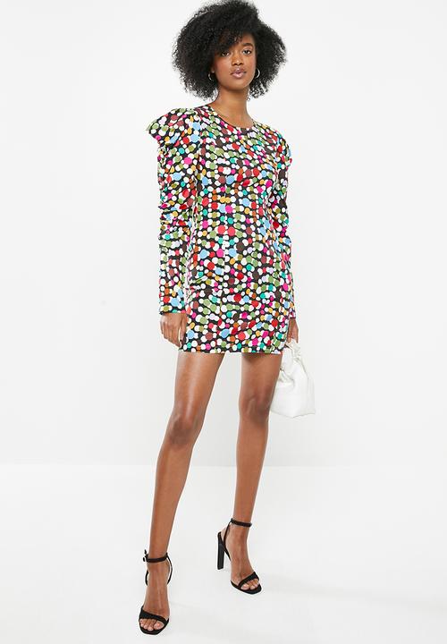 Glamorous - Scatter spot mini with puff sleeve - multi